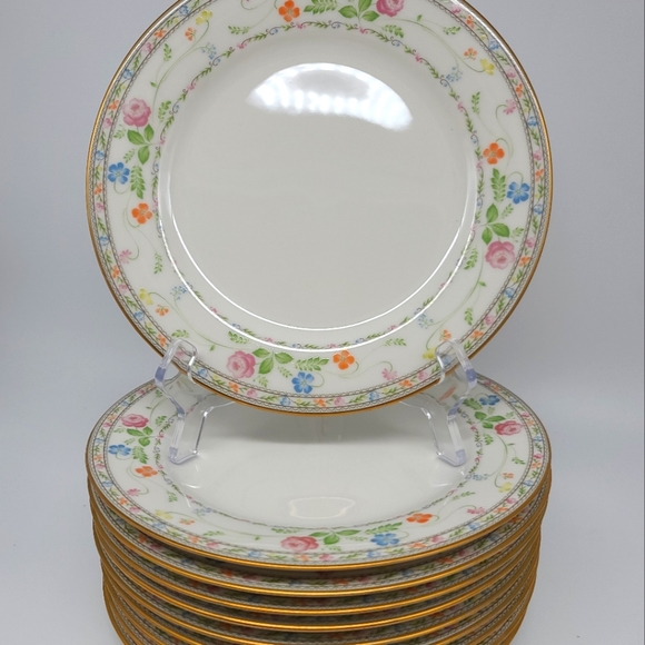 Vintage Nortaki 5-Salad Plates 7213 Ivory China Finale 8 3/8" Gold Rim - Picture 7 of 10